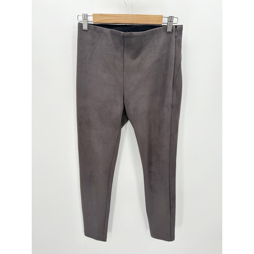 Ann Taylor Gray Faux Suede Seamed Side Zip Leggings Pants Womens Size 2 FI25‎
